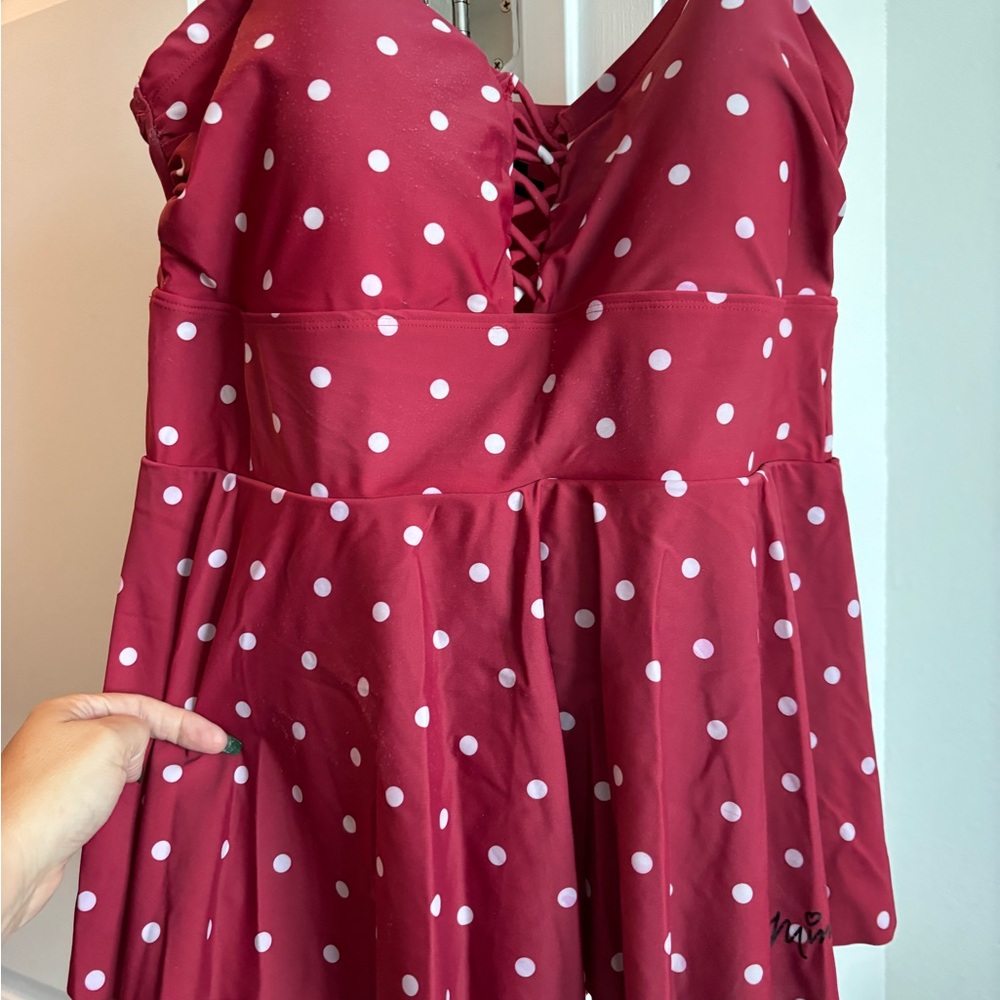 Red Polka Dot One Piece Swimsuit
